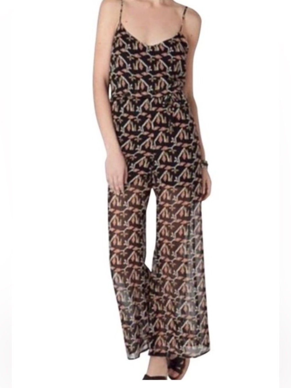ANTHROPOLOGIE Printed Silk Jumpsuit - Size Small